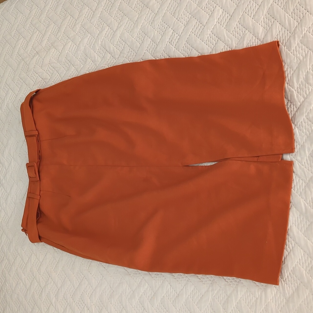 Express Burnt Orange Midi Belted Length Skirt